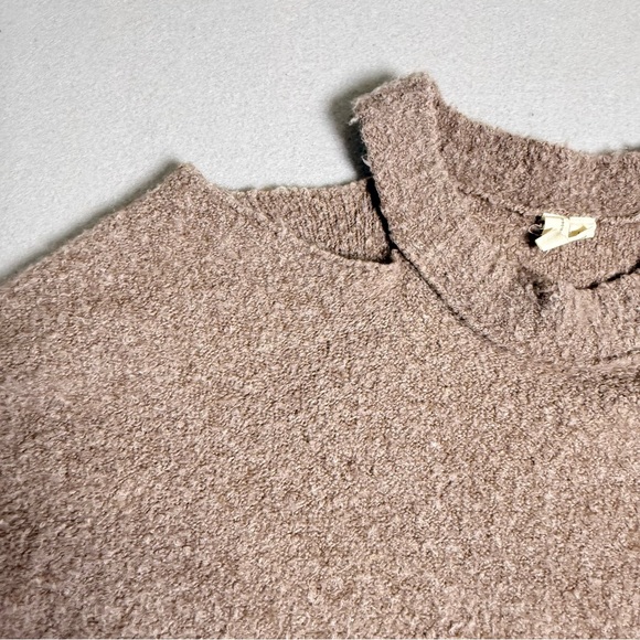 Moth Anthropologie Sweater Large Brown Knit Cutout Wool Mix Alpaca Cold Shoulder - Picture 9 of 9